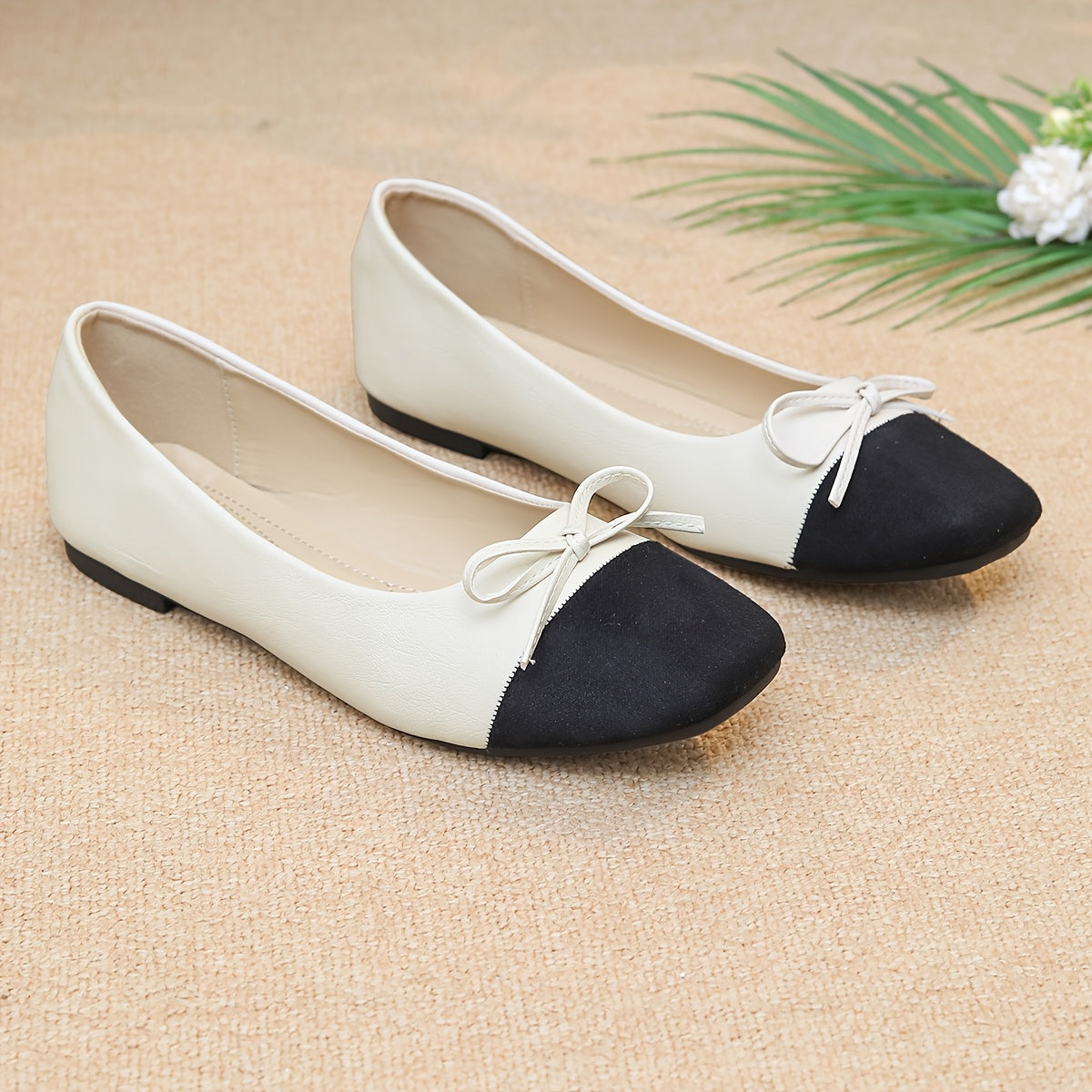 Single Shoe Women's Fashion Temperament, Seasonal Shallow Bow, Versatile Splicing, Plus Size Mary Jane