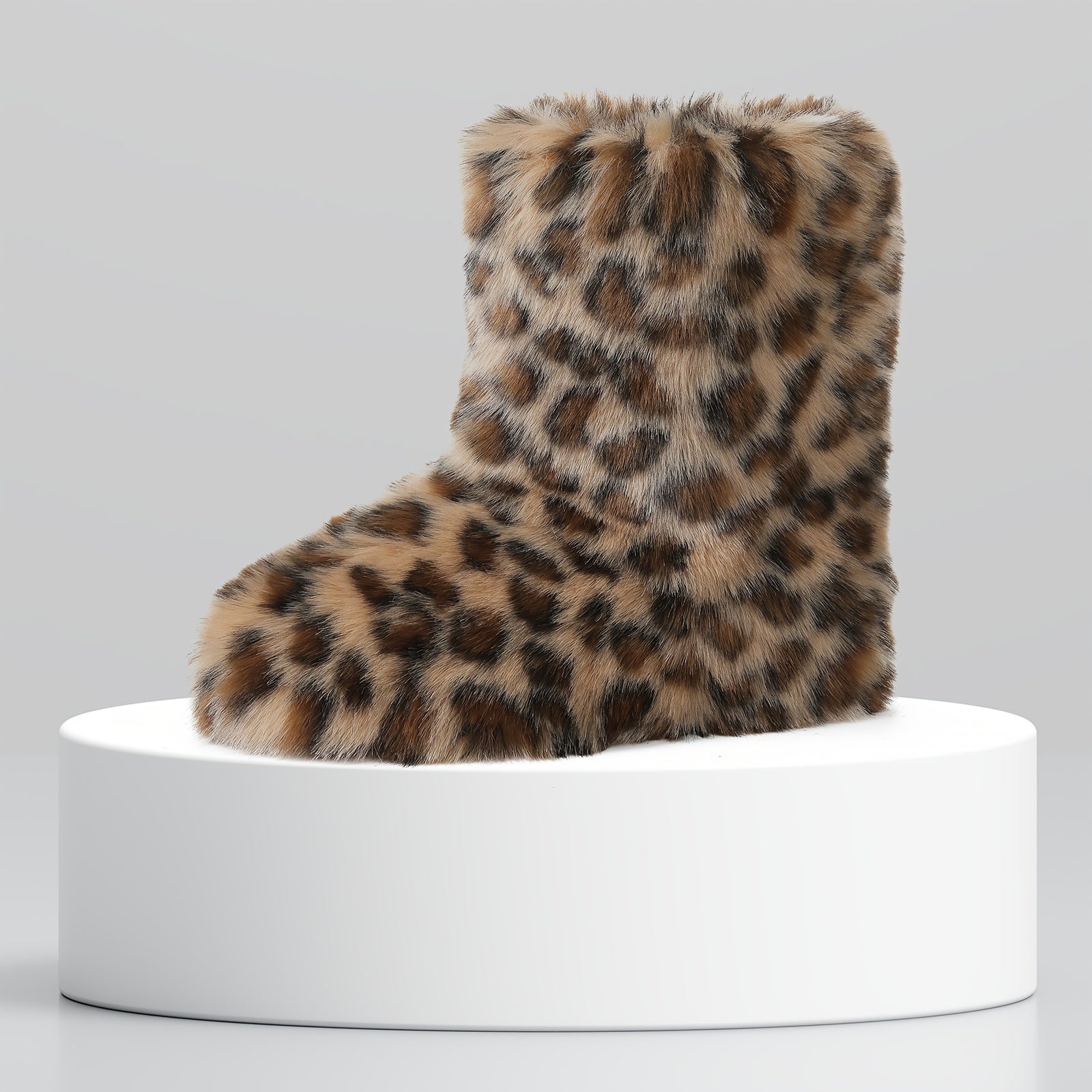 Cozy Faux Fur Snow Boots for Women Round Toe Pull On Warm Boot Non Slip Wide Calf Casual Booties for Outdoor Party Outing Dressy Fashionable Womens Shoes