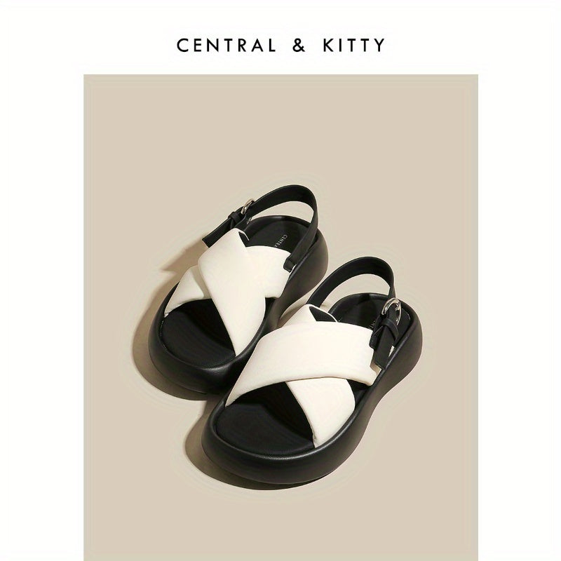 New Summer Casual Sandals for Women with Thick Soles, Featuring Cross Straps And a Bubble Bread Design, Perfect for The Beach in 2024
