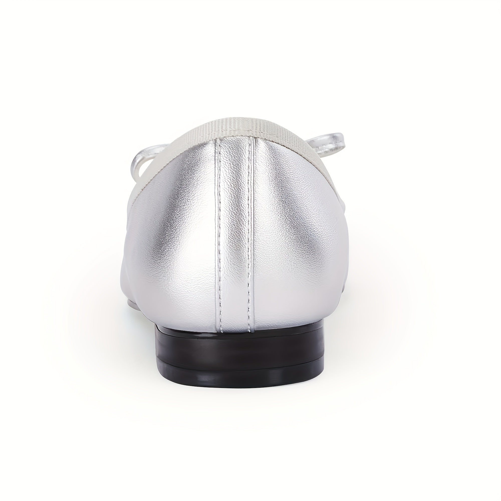 Chic Women's Slip-On Ballet Flats with Bow Detail - Pointed Toe, Faux Cover Cap Design in Black & White, Comfortable for Office, Work, and Party Wear