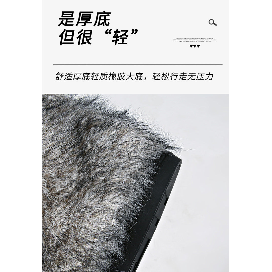 Women's Vintage Chunky Winter Boots with Thick Platform Sole - Cold-Resistant Warm Round Toe Snow Boots, Slip-Resistant Rubber Outsole & Faux Fur Collar, Height-Increasing Korean Winter Shoes for Women (Grey\u002FBlack\u002FBeige) - EVA Upper & PVC Lining