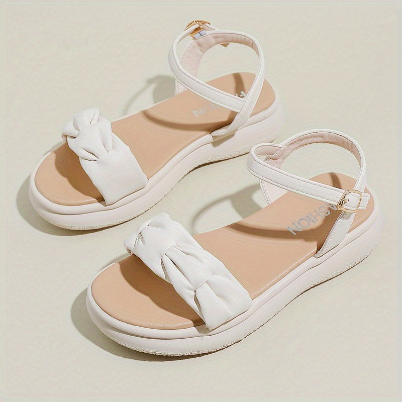 Women's Lightweight Non-Slip Summer Flip flops - Beige & White Accent Open Toe Sandals with Cushioned PU Insole, Slip-Resistant Rubber Sole for Beach, Casual, Office - Everyday Women's Shoes, Ladies Shoes And Sandals