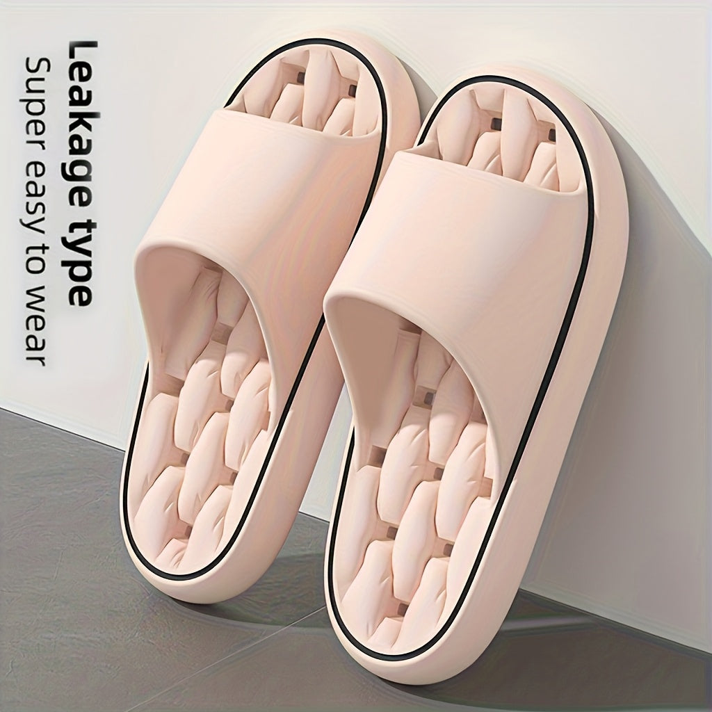 Solid Color 1pc Lady's Minimalist Home-style Slippers with Holes, Comfortable All Year Round EVA Material Home Slipper, Holiday Gift