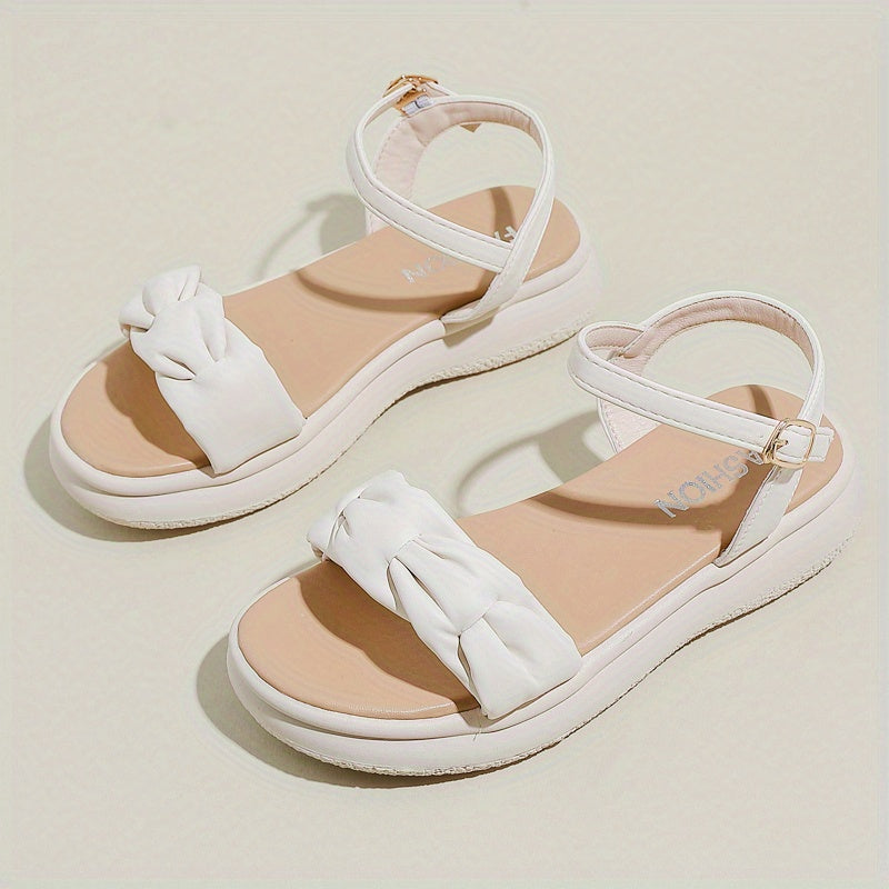 Women's Lightweight Non-Slip Summer Flip flops - Beige & White Accent Open Toe Sandals with Cushioned PU Insole, Slip-Resistant Rubber Sole for Beach, Casual, Office - Everyday Women's Shoes, Ladies Shoes And Sandals