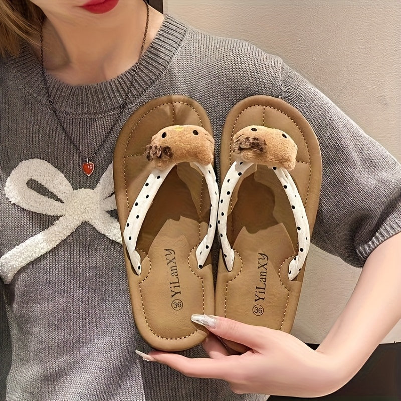 Sanrio Hello Kitty Black Flip-flops Slippers Cartoon Cute Fashion Flip-flops For Women To Wear Outside Summer New Travel Vacation Daily Versatile Flip-flops Soft Bottom Beach Flat Slippers Casual Sandals