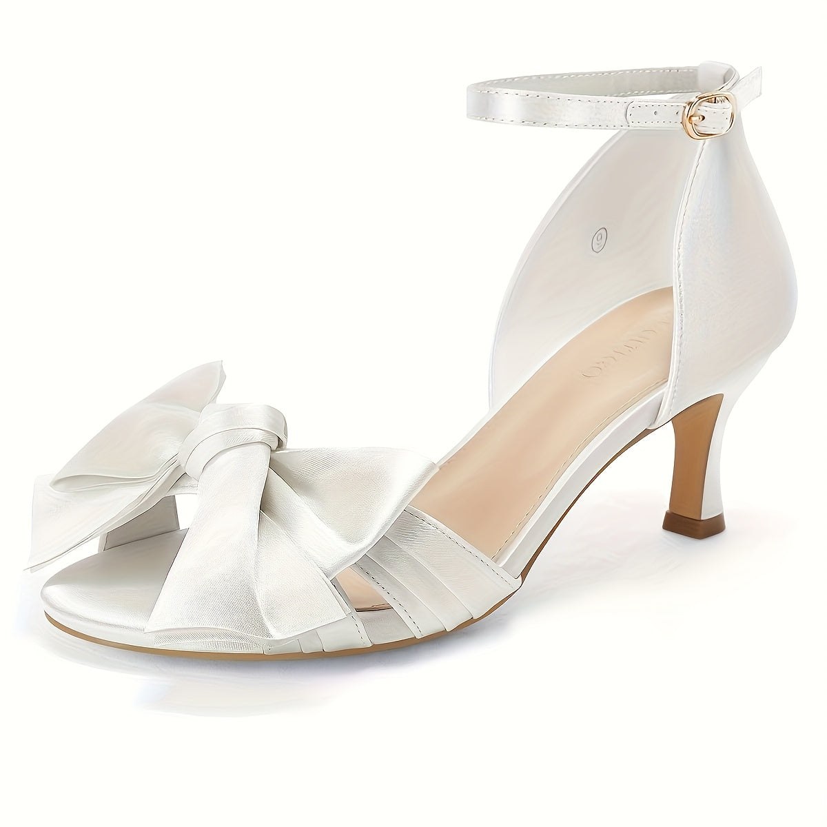 Women's Black Kitten Heel Sandals with Bow Detail - Open-Toe Ankle Strap, Hook & Loop Closure, Canvas Upper & PU Sole for Weddings, Parties, Dress Shoes, Wedding Guest Footwear | Synthetic Cover Footwear