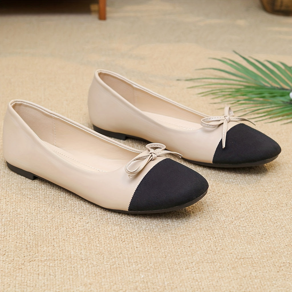 Single Shoe Women's Fashion Temperament, Seasonal Shallow Bow, Versatile Splicing, Plus Size Mary Jane