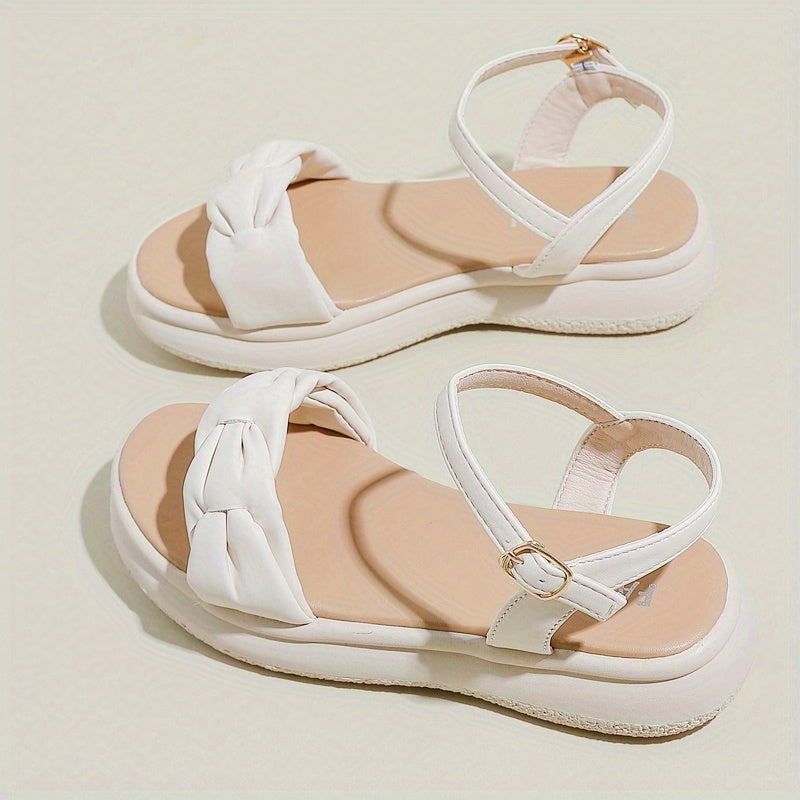 Women's Lightweight Non-Slip Summer Flip flops - Beige & White Accent Open Toe Sandals with Cushioned PU Insole, Slip-Resistant Rubber Sole for Beach, Casual, Office - Everyday Women's Shoes, Ladies Shoes And Sandals