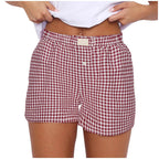 2026 Retro Plaid Collection: Chic High-Rise Wide-Leg Shorts - Effortless Summer Comfort for Women