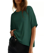 Women's Plus Size Oversized T-Shirt - Casual Loose Fit Short Sleeve Crewneck Top