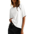 Women's Plus Size Oversized T-Shirt - Casual Loose Fit Short Sleeve Crewneck Top