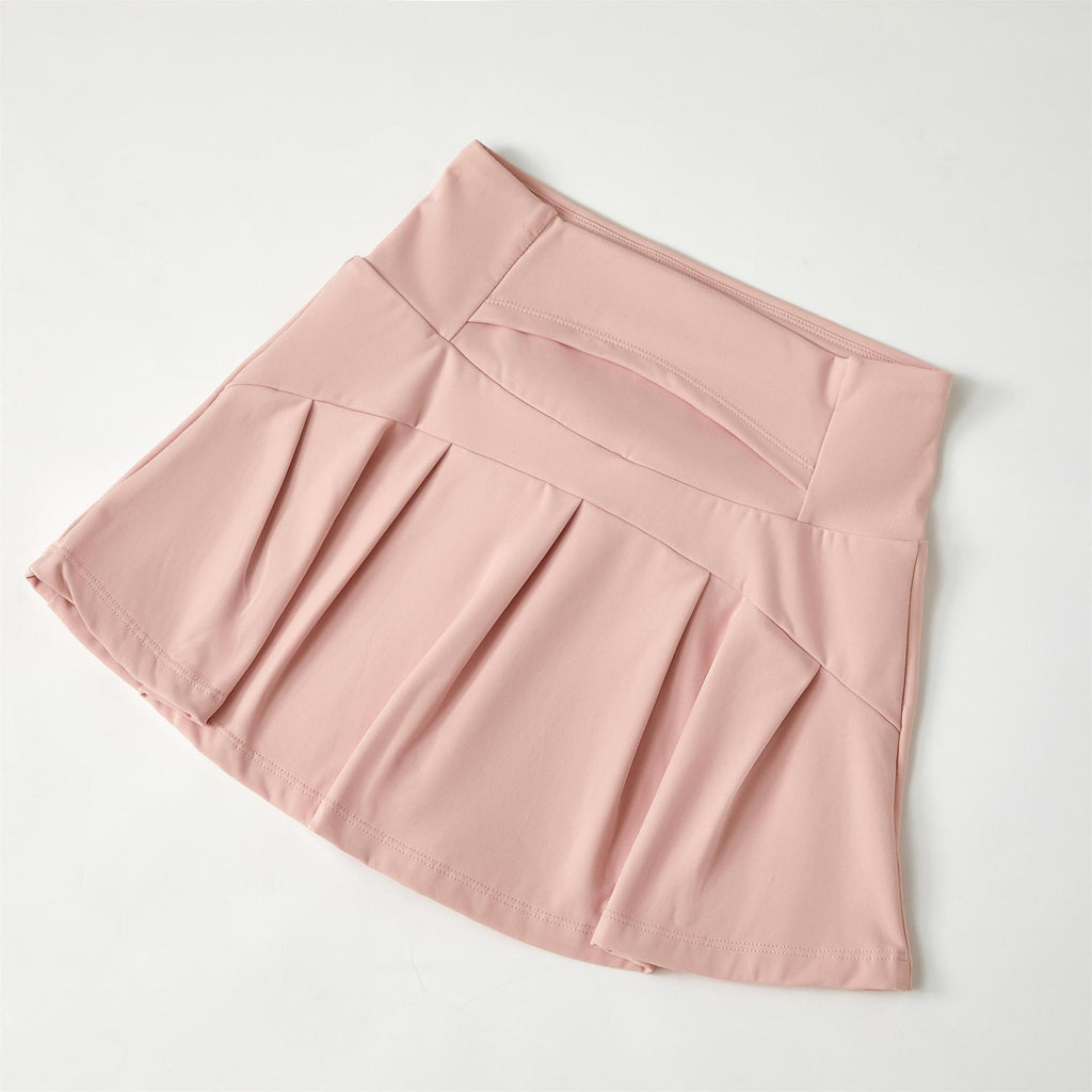Chic Tennis Core A-Line Skort: High-Rise Breathable Workout Skirt - Perfect for Running, Yoga & Pickleball - 2026 Summer Collection