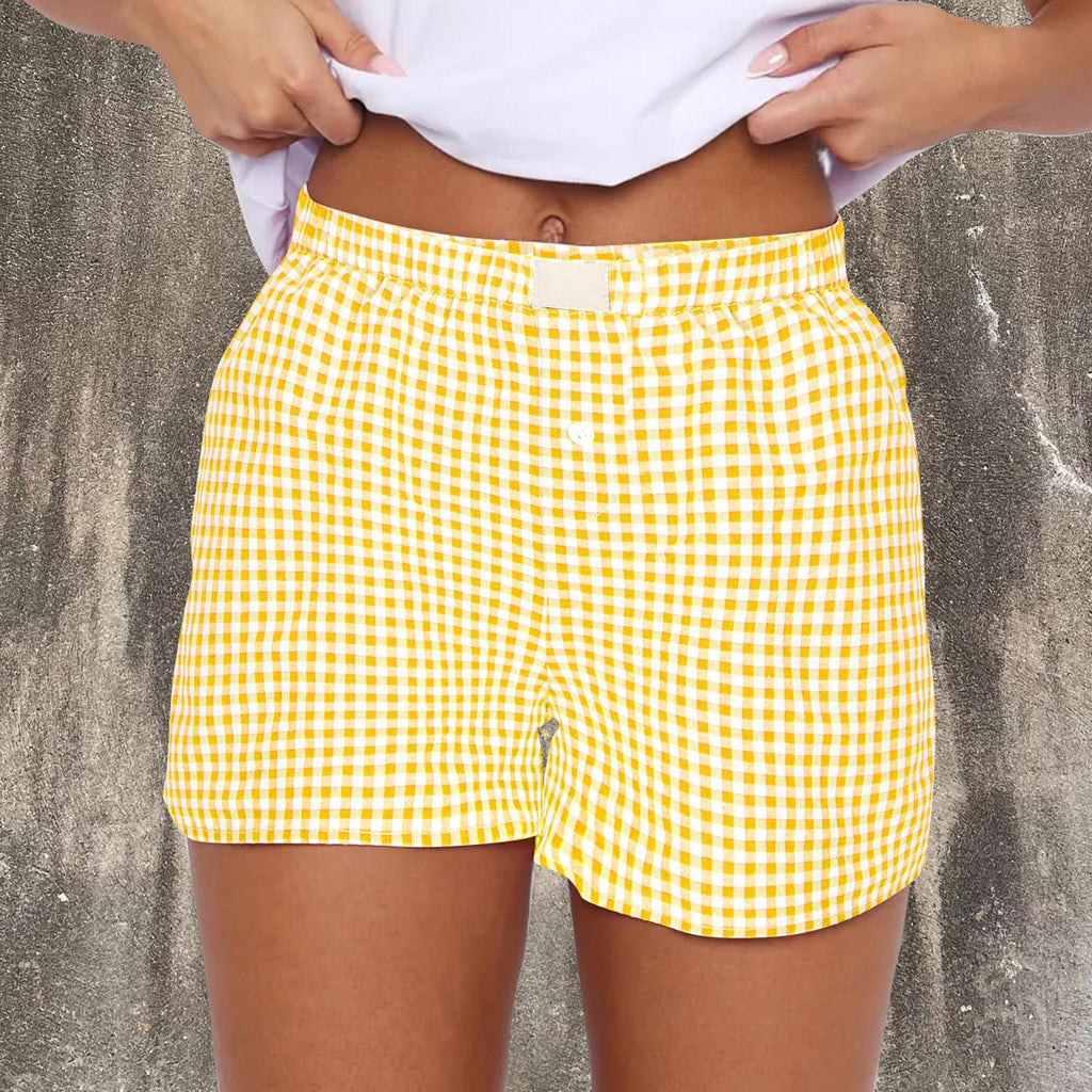 2026 Retro Plaid Collection: Chic High-Rise Wide-Leg Shorts - Effortless Summer Comfort for Women