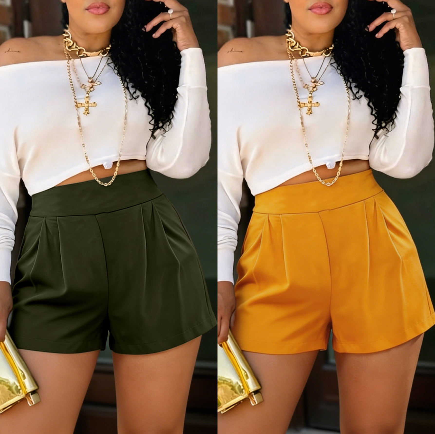 Effortless Chic: High-Waist Pleated Shorts - Loose Straight Wide-Leg Casual Wear for Summer