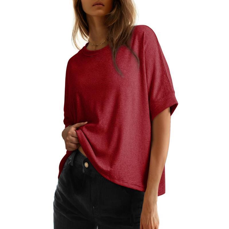 Women's Plus Size Oversized T-Shirt - Casual Loose Fit Short Sleeve Crewneck Top