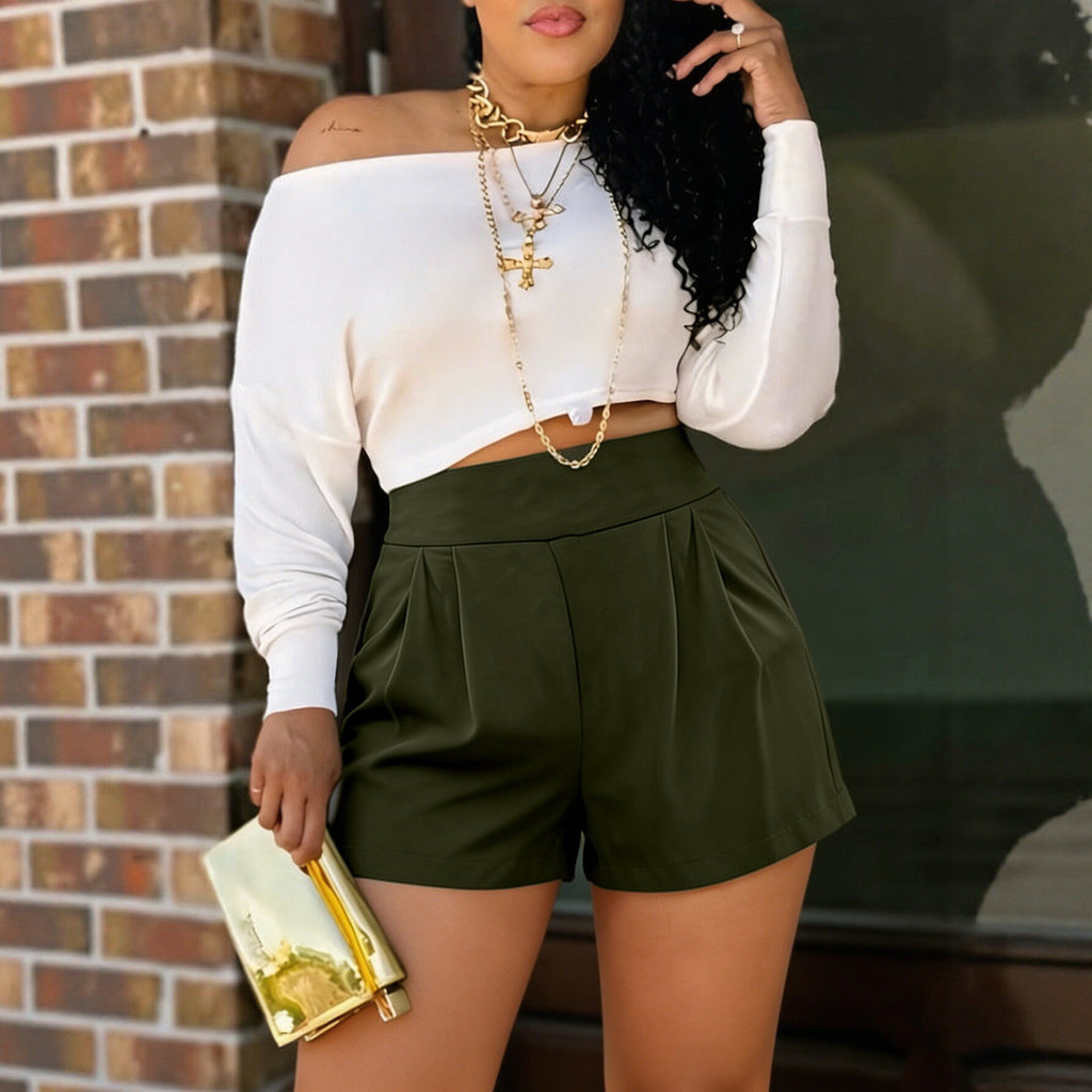 Effortless Chic: High-Waist Pleated Shorts - Loose Straight Wide-Leg Casual Wear for Summer