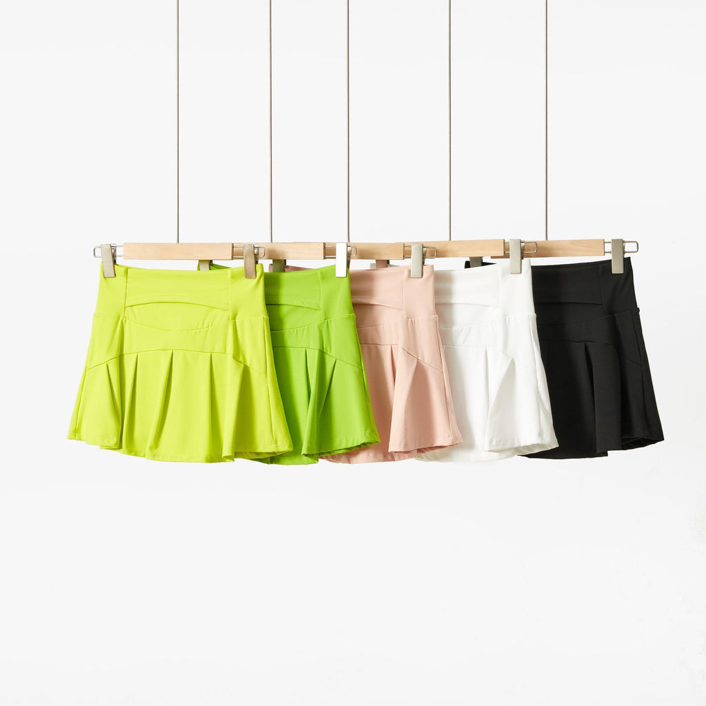 Chic Tennis Core A-Line Skort: High-Rise Breathable Workout Skirt - Perfect for Running, Yoga & Pickleball - 2026 Summer Collection