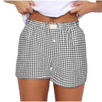2026 Retro Plaid Collection: Chic High-Rise Wide-Leg Shorts - Effortless Summer Comfort for Women