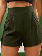 Effortless Chic: High-Waist Pleated Shorts - Loose Straight Wide-Leg Casual Wear for Summer