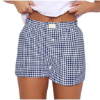 2026 Retro Plaid Collection: Chic High-Rise Wide-Leg Shorts - Effortless Summer Comfort for Women