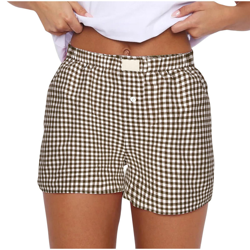 2026 Retro Plaid Collection: Chic High-Rise Wide-Leg Shorts - Effortless Summer Comfort for Women