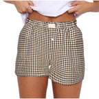 2026 Retro Plaid Collection: Chic High-Rise Wide-Leg Shorts - Effortless Summer Comfort for Women