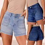 Women's Classic American Style Denim Shorts: Comfortable High-Waist Washed Stretch Jean Shorts - 2026 New