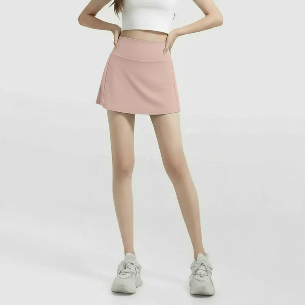 Chic Tennis Core A-Line Skort: High-Rise Breathable Workout Skirt - Perfect for Running, Yoga & Pickleball - 2026 Summer Collection