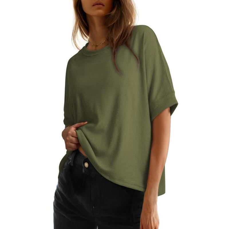 Women's Plus Size Oversized T-Shirt - Casual Loose Fit Short Sleeve Crewneck Top