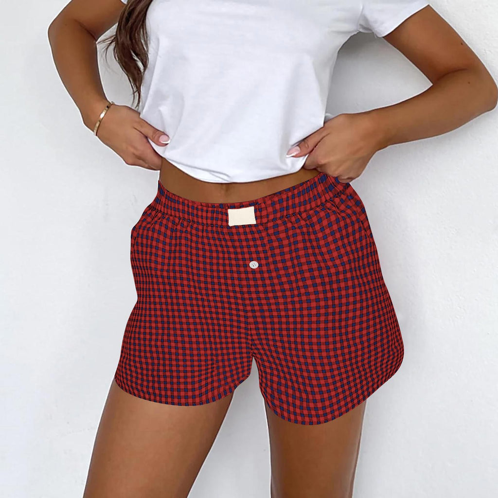 2026 Retro Plaid Collection: Chic High-Rise Wide-Leg Shorts - Effortless Summer Comfort for Women