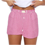2026 Retro Plaid Collection: Chic High-Rise Wide-Leg Shorts - Effortless Summer Comfort for Women