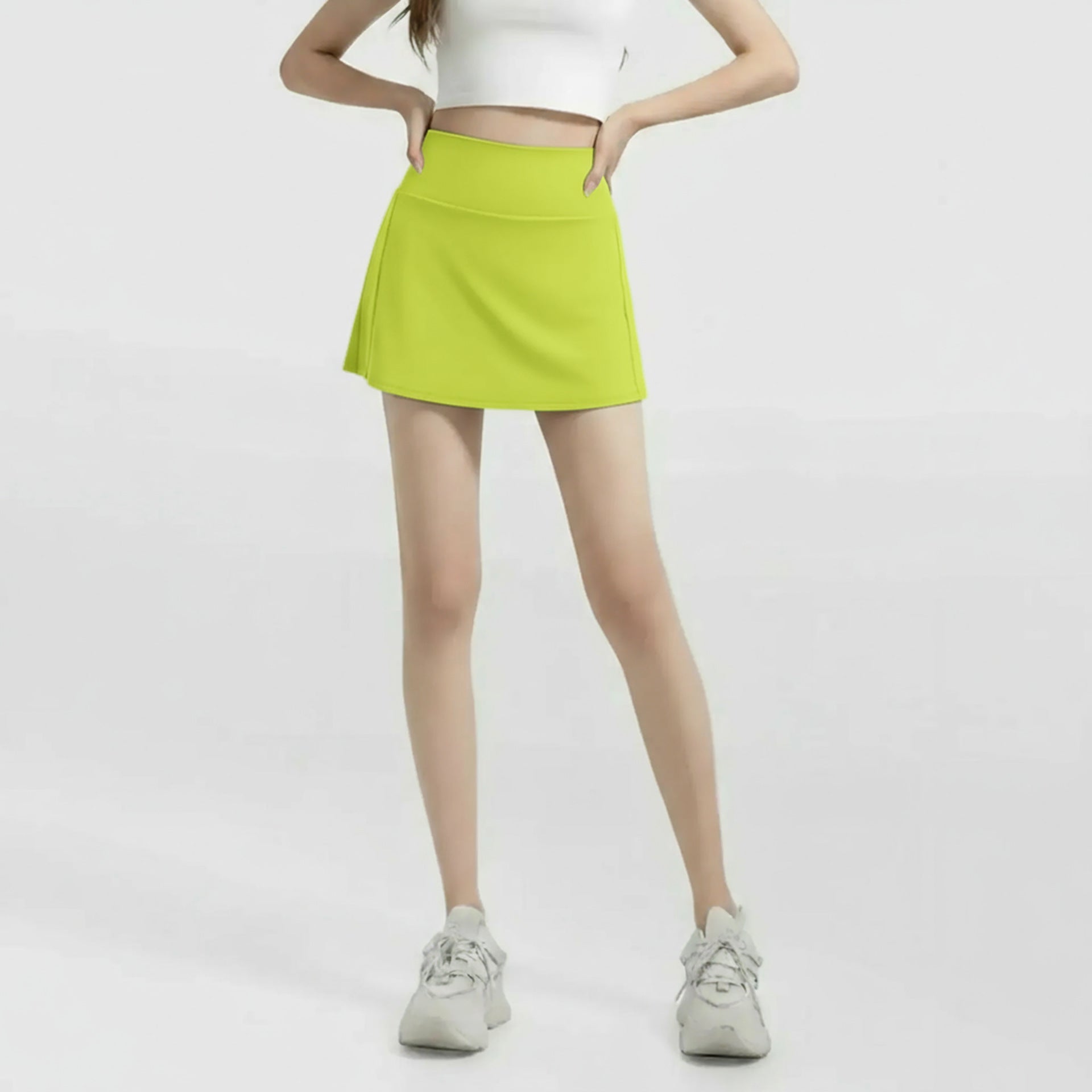 Chic Tennis Core A-Line Skort: High-Rise Breathable Workout Skirt - Perfect for Running, Yoga & Pickleball - 2026 Summer Collection