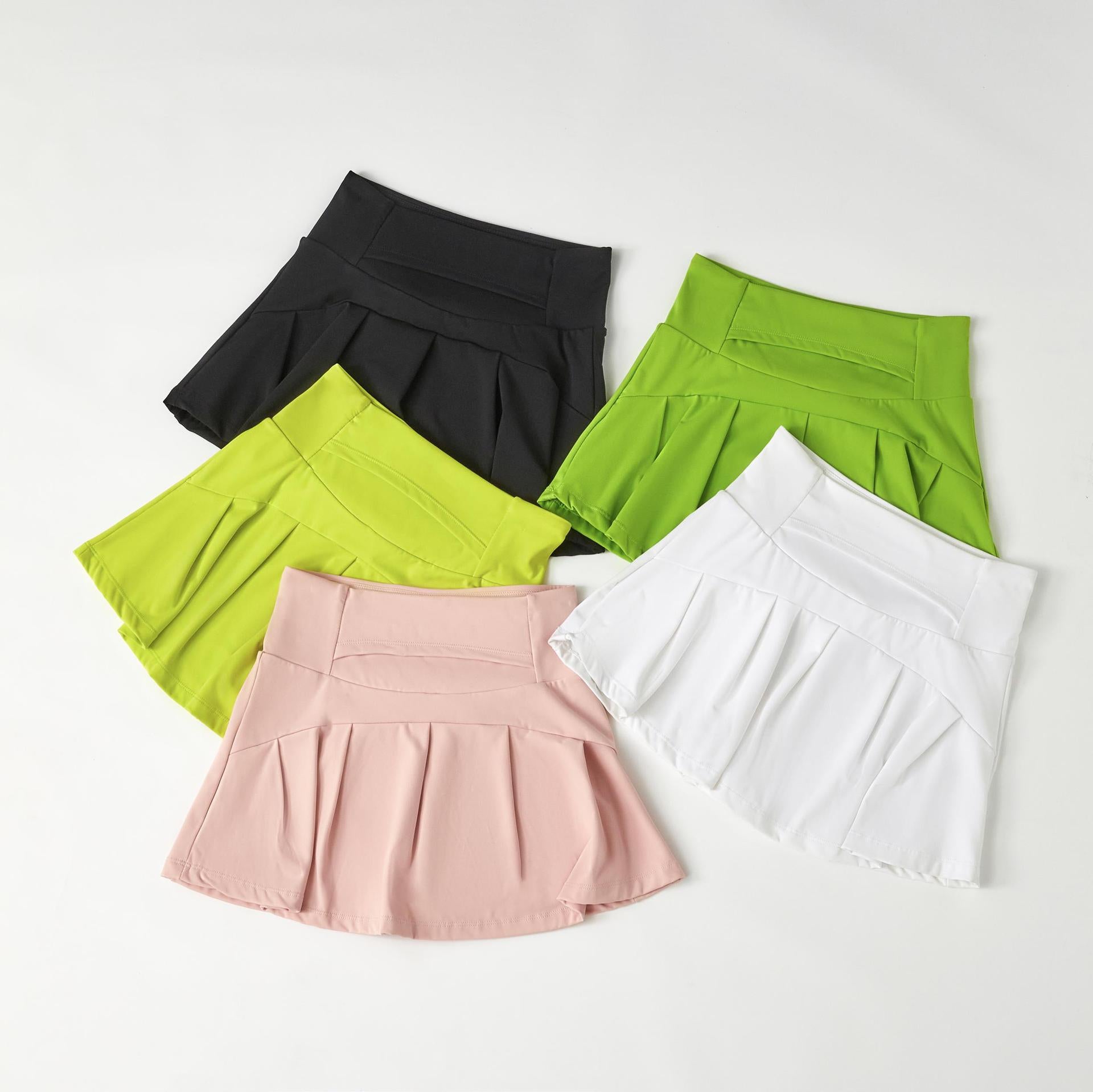 Chic Tennis Core A-Line Skort: High-Rise Breathable Workout Skirt - Perfect for Running, Yoga & Pickleball - 2026 Summer Collection