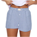 2026 Retro Plaid Collection: Chic High-Rise Wide-Leg Shorts - Effortless Summer Comfort for Women