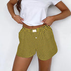 2026 Retro Plaid Collection: Chic High-Rise Wide-Leg Shorts - Effortless Summer Comfort for Women