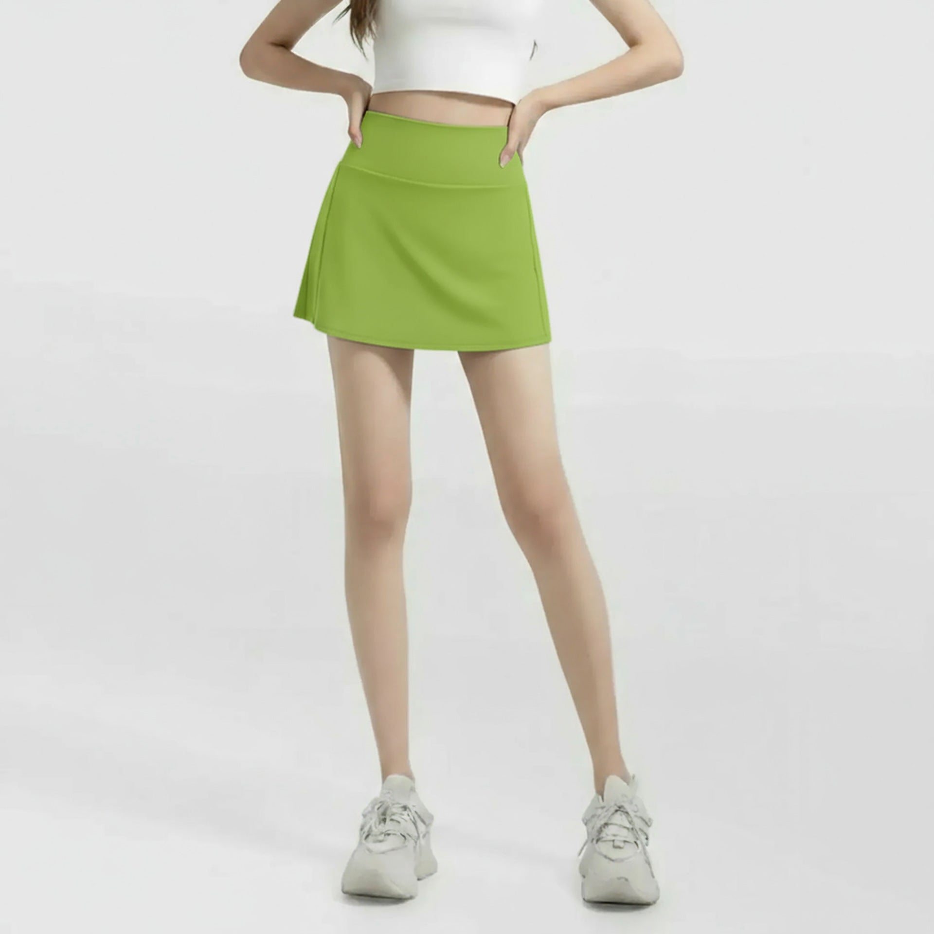 Chic Tennis Core A-Line Skort: High-Rise Breathable Workout Skirt - Perfect for Running, Yoga & Pickleball - 2026 Summer Collection
