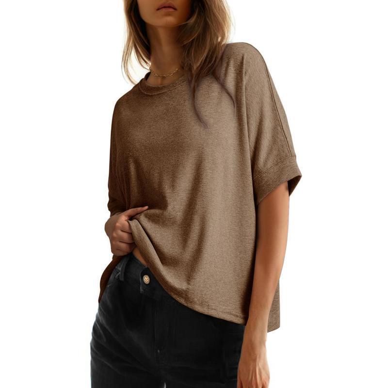 Women's Plus Size Oversized T-Shirt - Casual Loose Fit Short Sleeve Crewneck Top