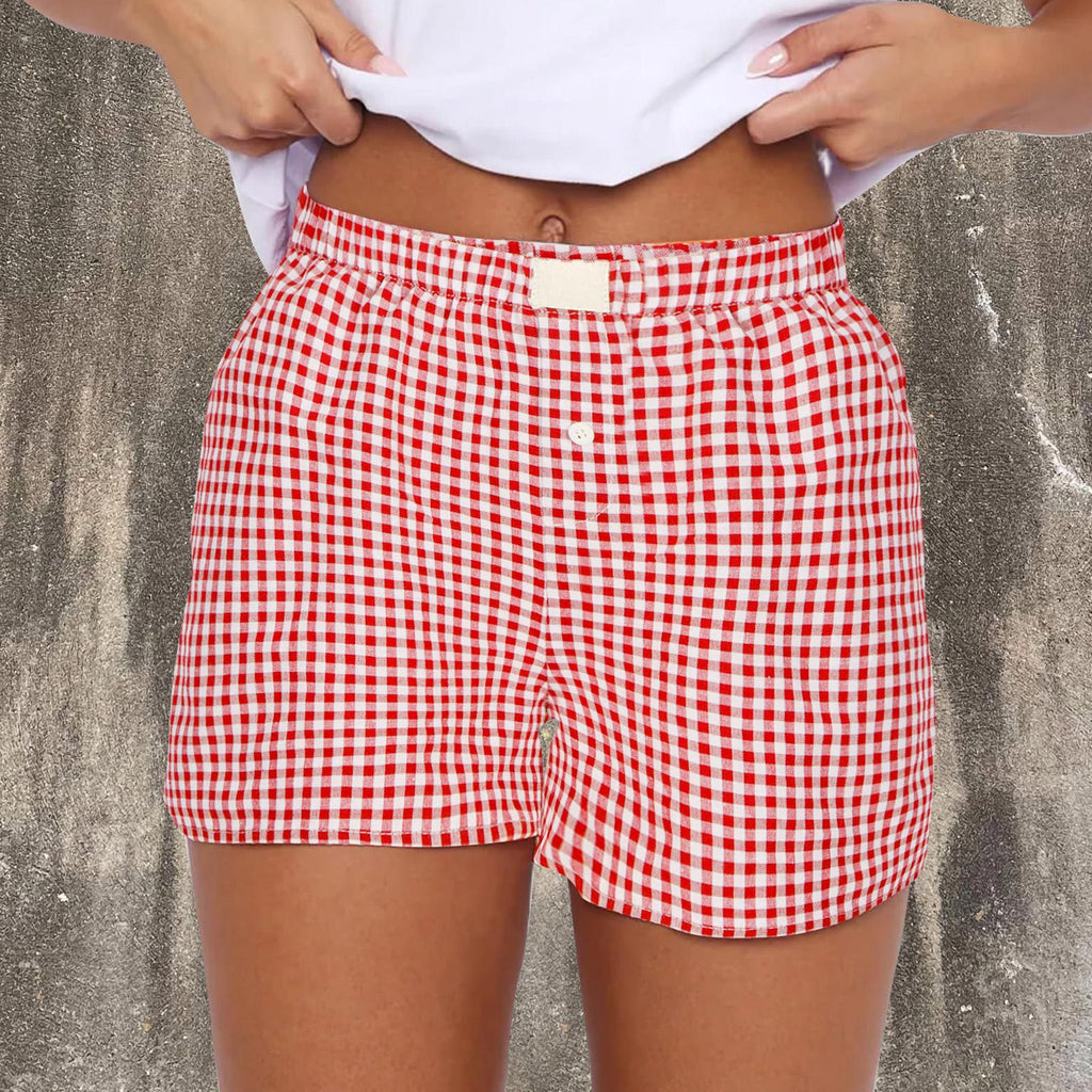 2026 Retro Plaid Collection: Chic High-Rise Wide-Leg Shorts - Effortless Summer Comfort for Women