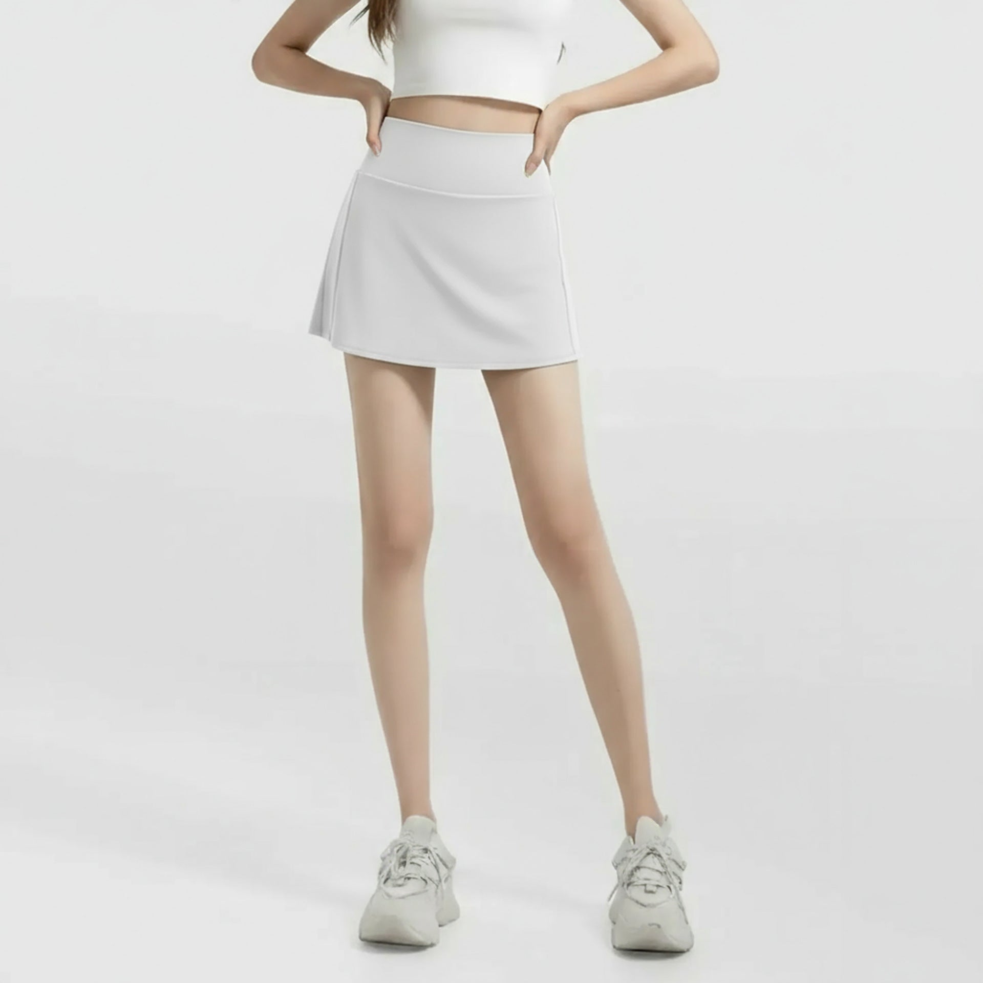 Chic Tennis Core A-Line Skort: High-Rise Breathable Workout Skirt - Perfect for Running, Yoga & Pickleball - 2026 Summer Collection