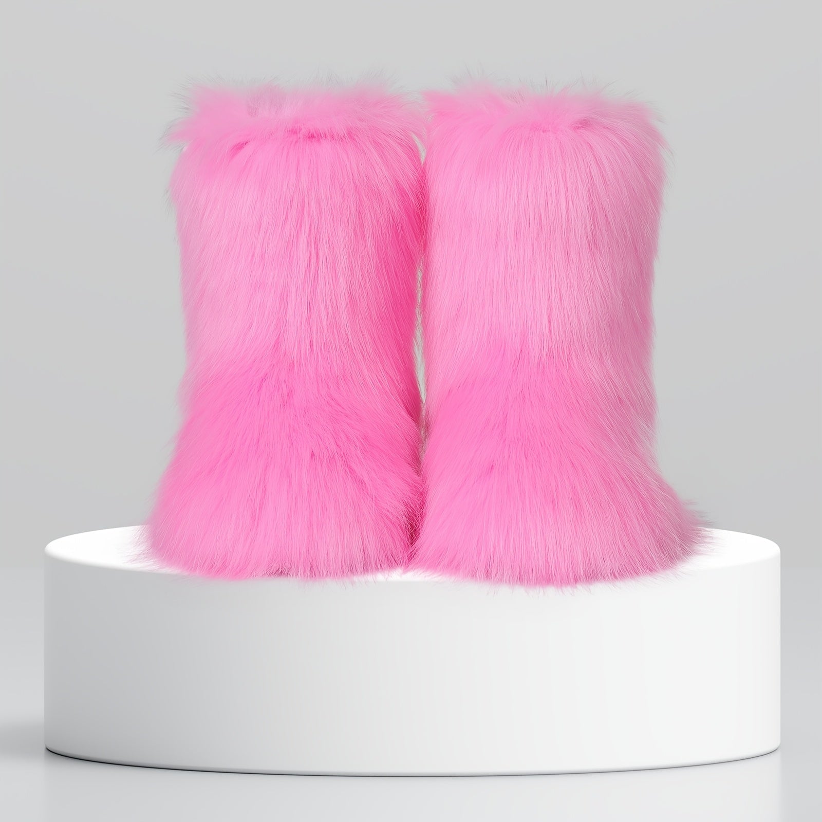 Cozy Faux Fur Snow Boots for Women Round Toe Pull On Warm Boot Non Slip Wide Calf Casual Booties for Outdoor Party Outing Dressy Fashionable Womens Shoes