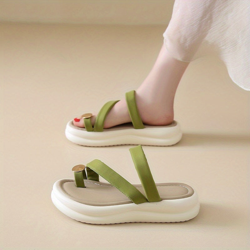 Women'S Summer Slippers - Open-Toe Flat Sandals with Cushioned PU Insole & Non-Slip Rubber Sole, Breathable PU Upper & Microfiber Lining, Lightweight Beach Shoes for Casual & Formal Wear, Ladies Shoes, Comfortable Footwear, Durable Traction Footwear