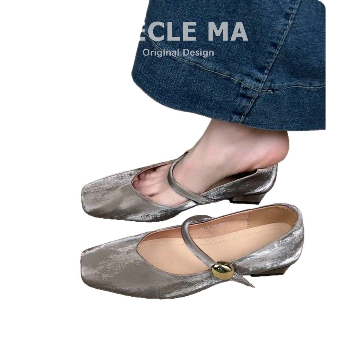 Super Soft Lambskin ~ French Style Single Shoes for Women, Square Toe Stunning Low Heel Ballet Flats Retro One-Strap Buckle Mary Jane, Elegant Shoes for Women, Ballerina Shoes