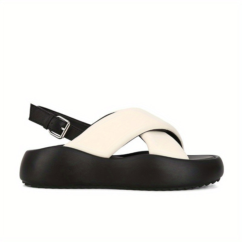 New Summer Casual Sandals for Women with Thick Soles, Featuring Cross Straps And a Bubble Bread Design, Perfect for The Beach in 2024