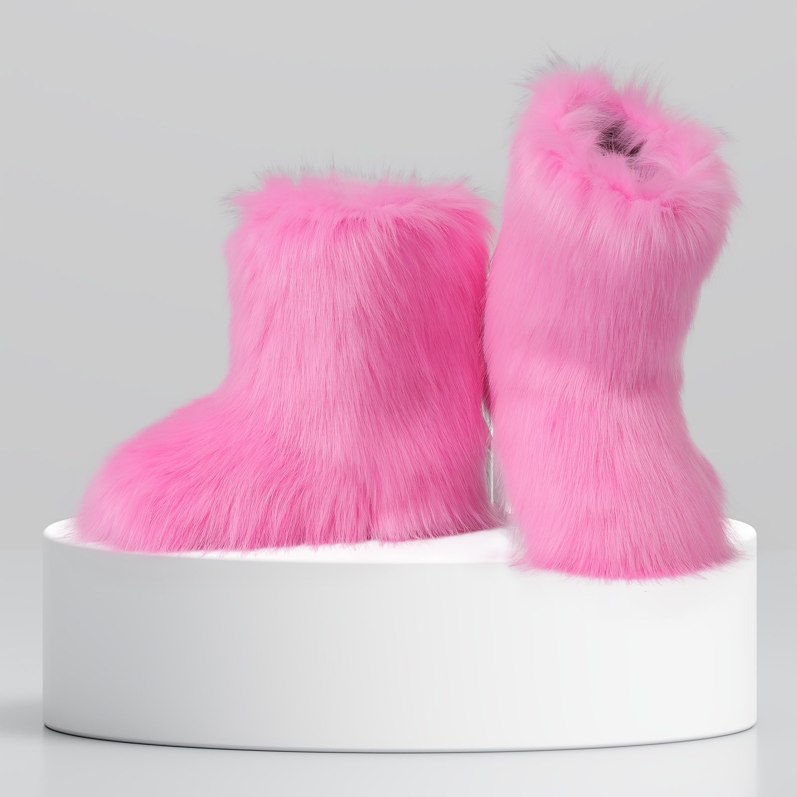 Cozy Faux Fur Snow Boots for Women Round Toe Pull On Warm Boot Non Slip Wide Calf Casual Booties for Outdoor Party Outing Dressy Fashionable Womens Shoes