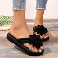 Ladies' Black Floral One-Strap Open Toe Sandals - EVA Insole, Anti-Slip Rubber Outsole - All-Season Indoor\u002FOutdoor Casual - Daily\u002FFormal Use - Breathable, Comfortable Slippers - Fashionable Home Shoes, Summer Essential