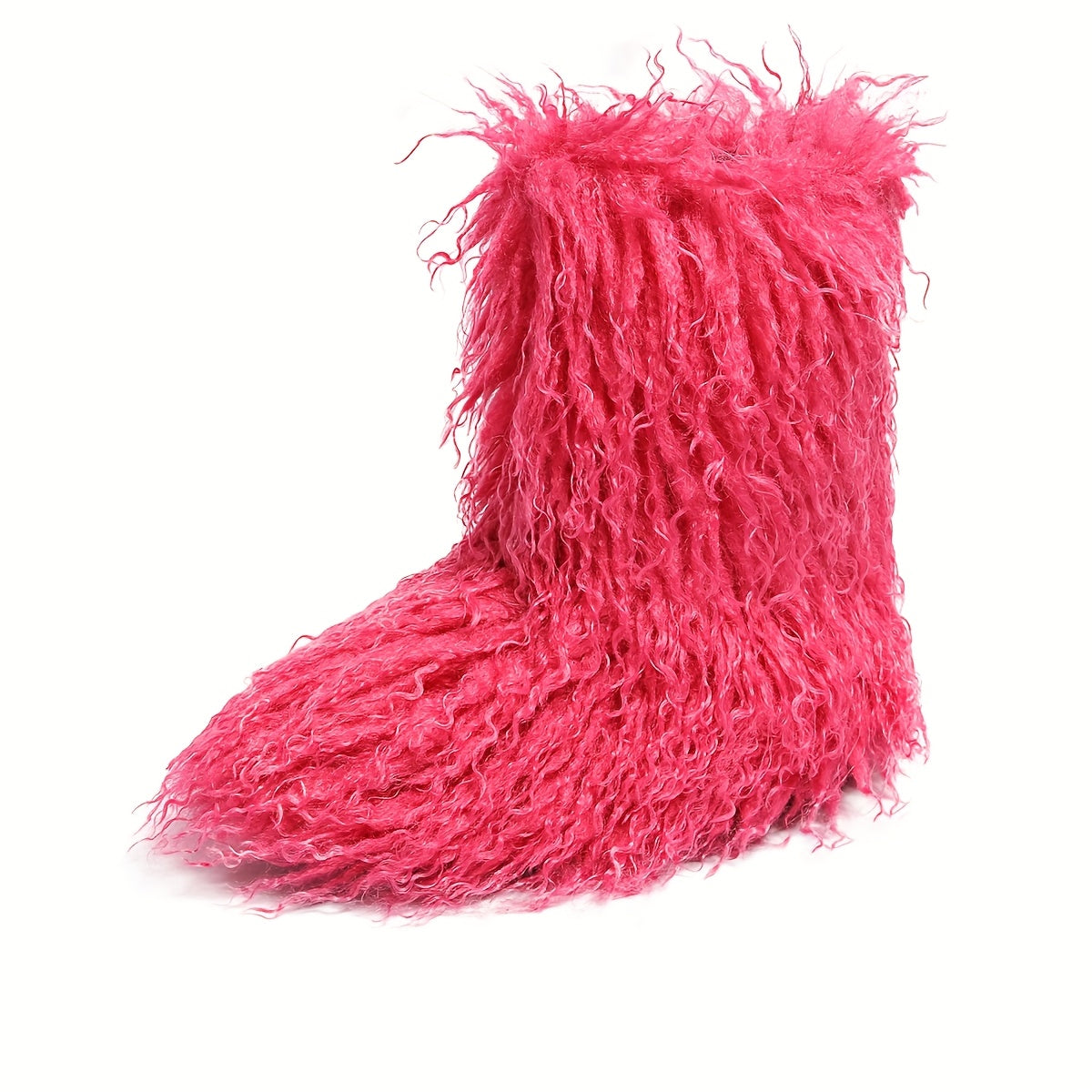 2025 Winter New Arrival Furry Faux Fur Boots Mid-Calf Tassel Outdoor Snow Boots Fashionable Cute Warm Puffy Short Mid-Calf Boots