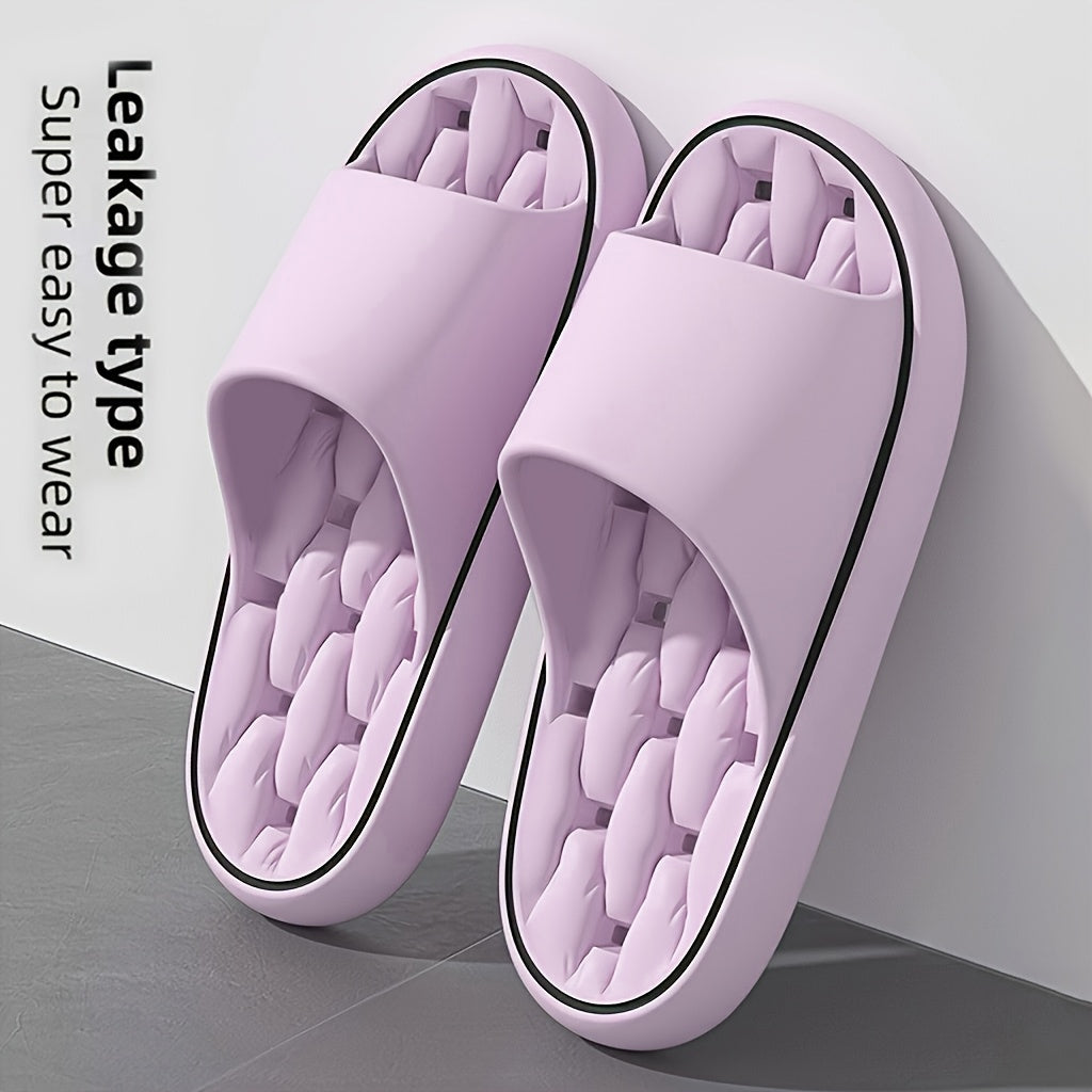 Solid Color 1pc Lady's Minimalist Home-style Slippers with Holes, Comfortable All Year Round EVA Material Home Slipper, Holiday Gift