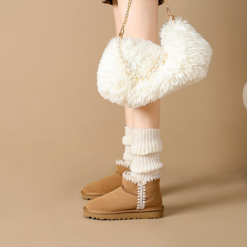 Women's Thermal Insulated Snow Boots with Thick Fleece Lining & Plush Collar - Slip-Resistant Arch Support, Synthetic Upper, Warm Winter Boots for Ice & Snow, Beige\u002F\u002FTan, Hand Washable, Cozy Casual & Formal Outfits, Thick-Soled Bread Warm Shoes