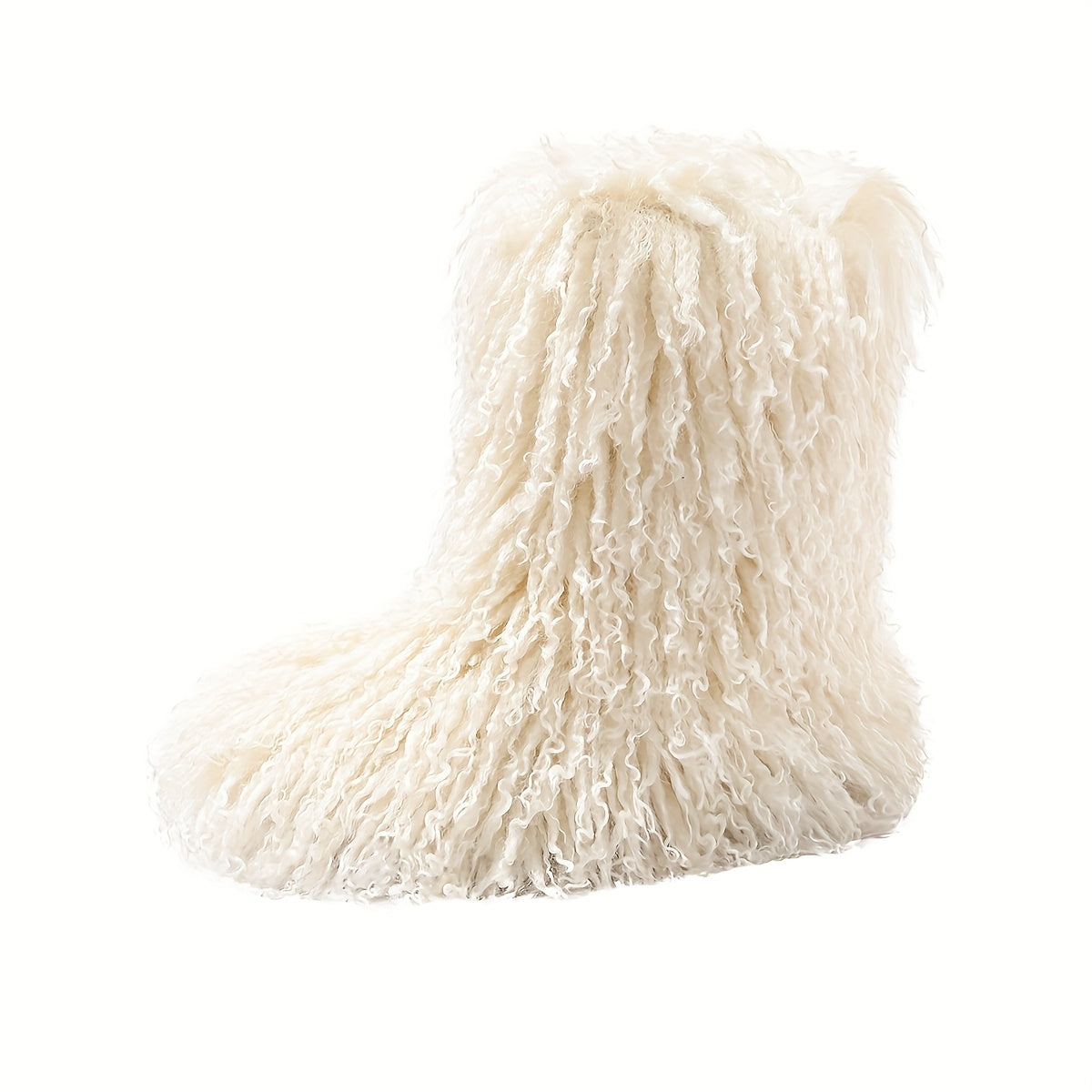 2025 Winter New Arrival Furry Faux Fur Boots Mid-Calf Tassel Outdoor Snow Boots Fashionable Cute Warm Puffy Short Mid-Calf Boots