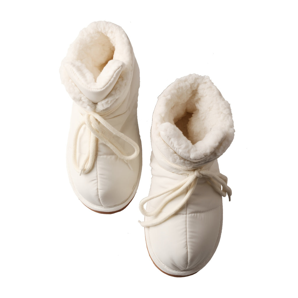 1 Pair TMA EYES&MAIA Women's Winter Plush Snow Boots - Cozy Lace-Up Flat Heel with Anti-Slip EVA Sole, Warm Black Fabric Upper & Inner Lining for Indoor\u002FOutdoor Use, Comfortable Thick Bottom Design, Winter Boots